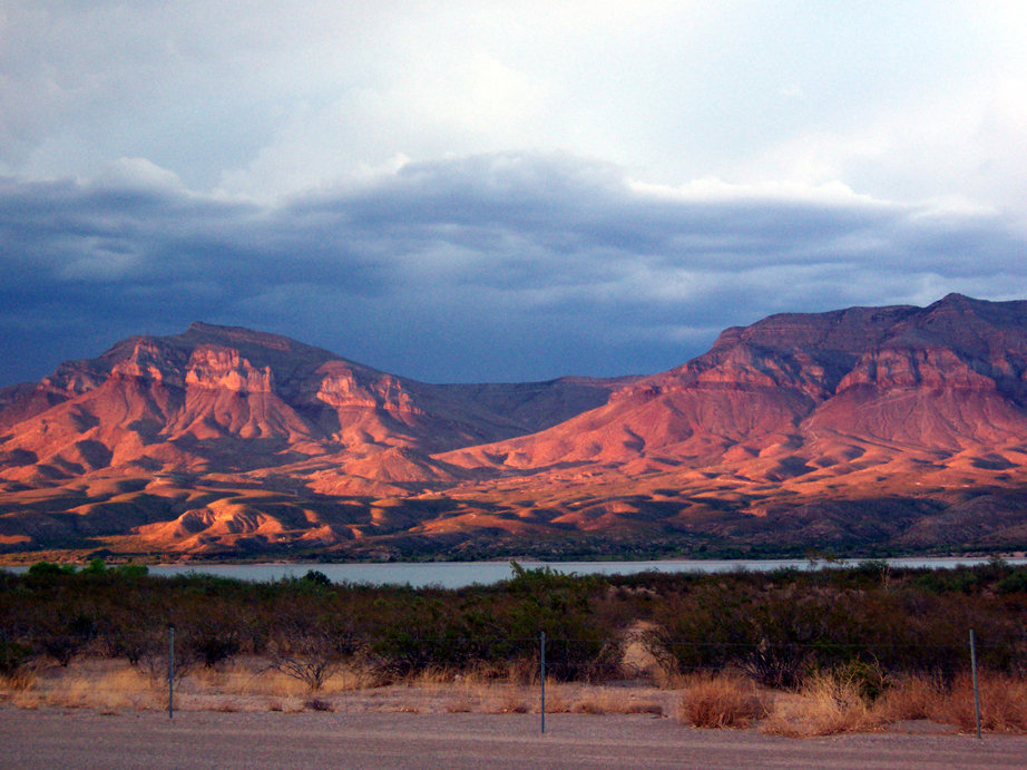 Truth or Consequences, NM: Sunset on Caballo Lake near Truth or Consequences, New Mexico
