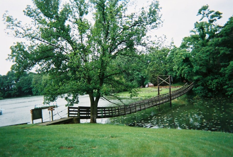 Astoria, IL: A hanging bridge at Astoria's camp.: Camp Emmanuel