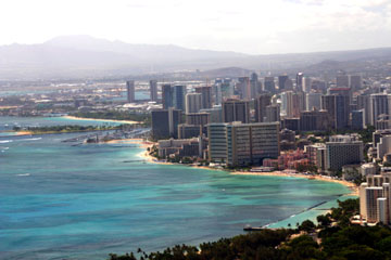Honolulu, HI: Waikiki Beach from top of Diamond head