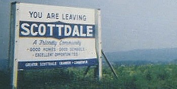 Scottdale, PA: Welcome-Goodbye sign from Scottdale,PA.While I haven't a clue of it's full history,I remember it being previously located 1/4 mile before before the borough building.I moved here in 1979 and peddled my bike past it at least 30 times daily.When I moved away in 1985 I very seldom,if ever got to visit.Then I bought a house 1 block away from my previous residence in 1999 noticed it was the same old greeting/goodbye I remembered as a youth only farther away.A silly memory I suppose but definitely etched in my brain forever.