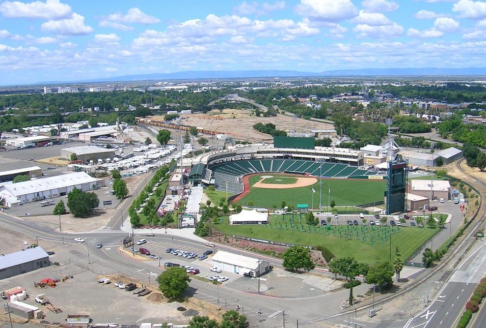 West Sacramento, CA: Raley's Field from my model airplane