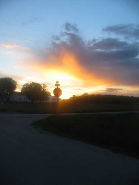 Stockbridge, WI: "Stop" and enjoy a sunset view in rural Stockbridge. Picture was taken in 2005 northwest of town.