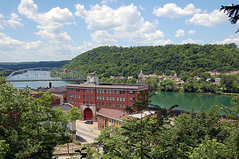 Brownsville, PA: Wide Angle Overlook View of Brownsville, PA.