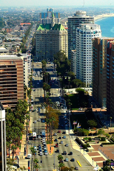 Long Beach, CA: Ocean Blvd, shot from Wells Fargo Building terrace