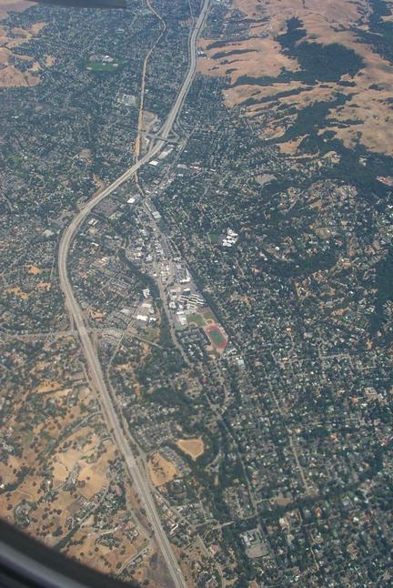 Danville, CA: Areal view of Danville, looking toward the south direction of the 680 freeway