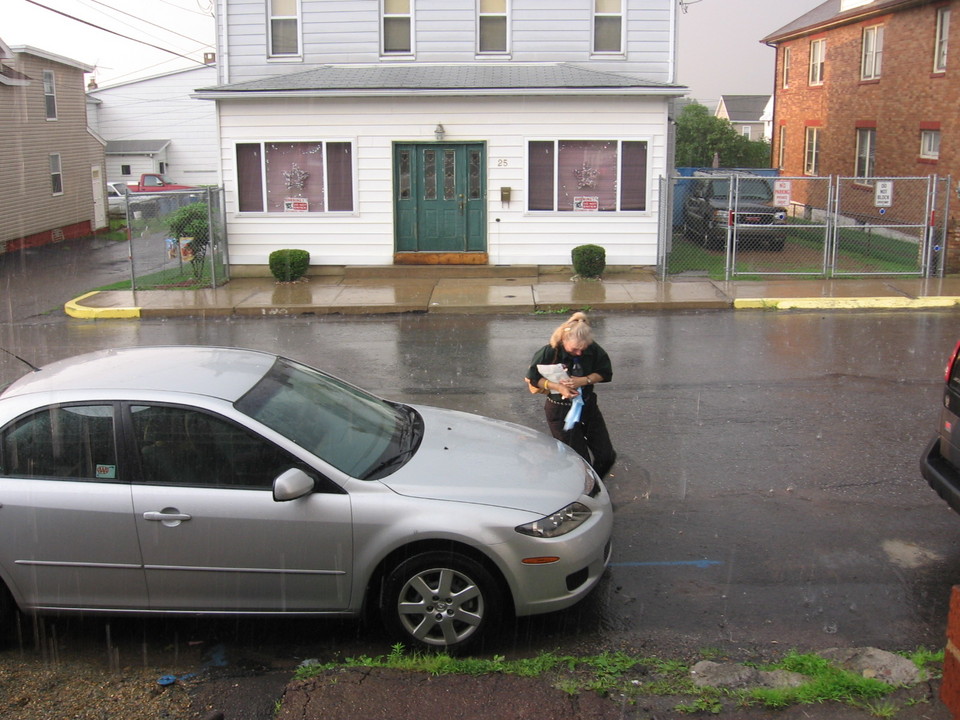 McAdoo, PA: Wife trying to escape hail pellets on july 9th 2006