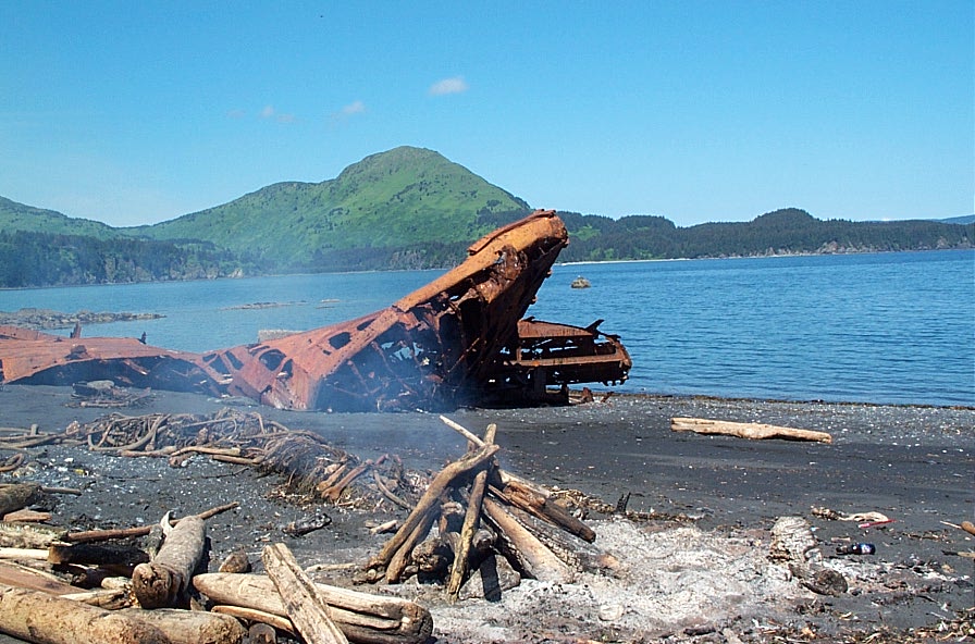 Kodiak, AK: Shipwreck on VFW beach in Kodiak Island