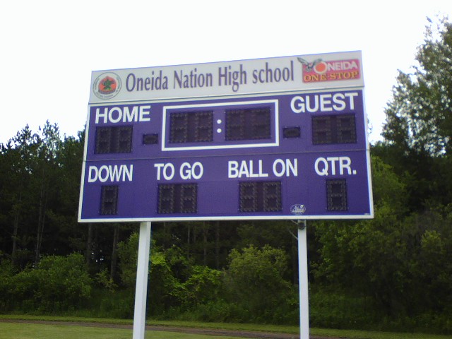 Oneida, WI: Score board at football field