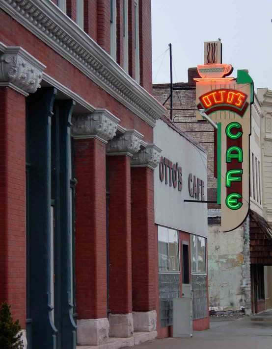 Pittsburg, KS: Otto's Cafe, where I was introduced to biscuits & gravy.