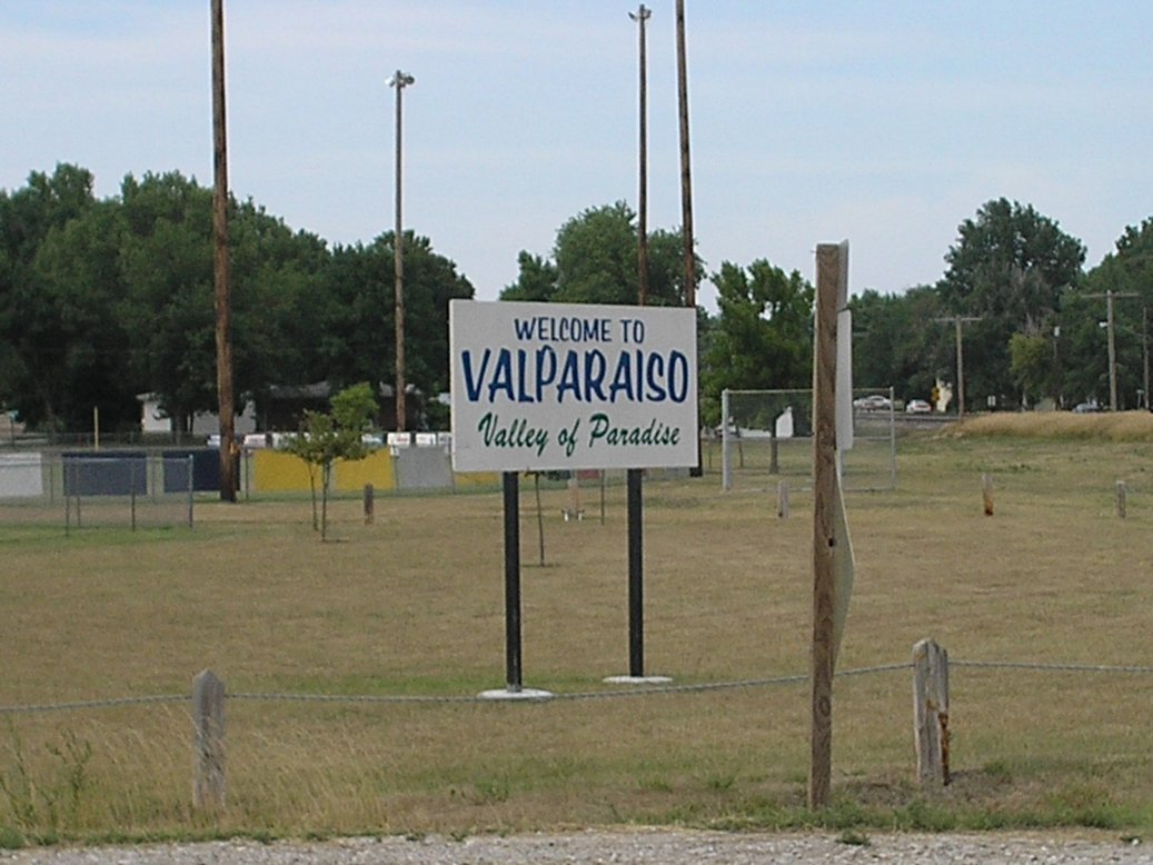 Valparaiso, NE: Close up of sign at baseball field