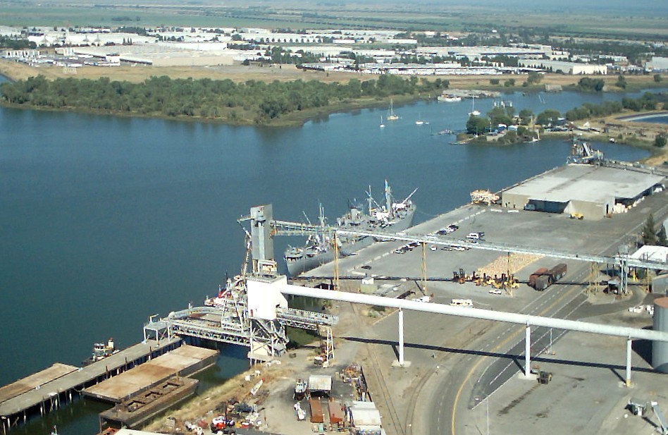 West Sacramento, CA: Liberty ship in the Port of Sacramento from my model airplane