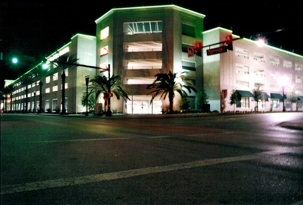 Jacksonville, FL: A parking garage at night time on Riverside Ave.