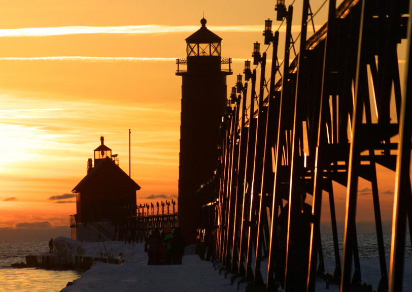 Grand Haven, MI: Sunset on the Grand Haven Pier