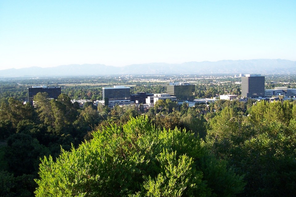 San Fernando, CA: View of San Fernando Valley from hills of Encino, CA