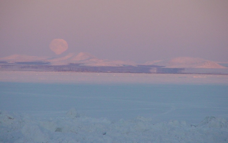 Kotzebue, AK Atmospheric Distortion of Moon over Kotzebue Sound photo