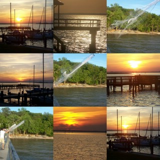 Fairhope, AL: A collage of sunsets, with the beauty of the mullet net opening,