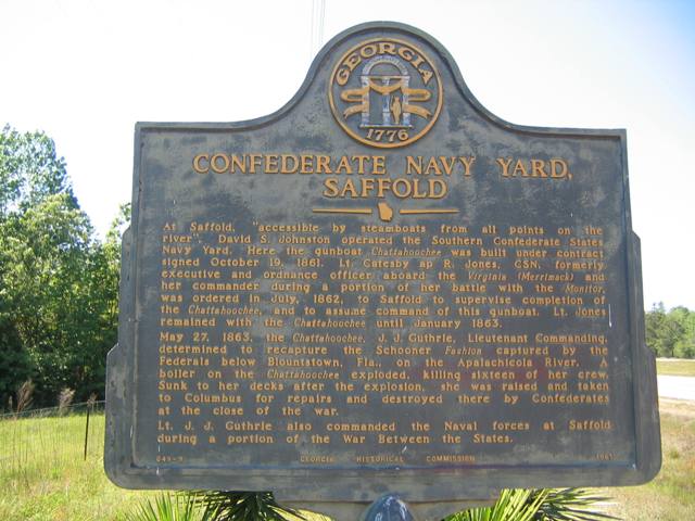 Donalsonville, GA: Confederate Naval Yard Historic Marker, Saffold, Ga on Chattahoochee River, west of Donalsonville