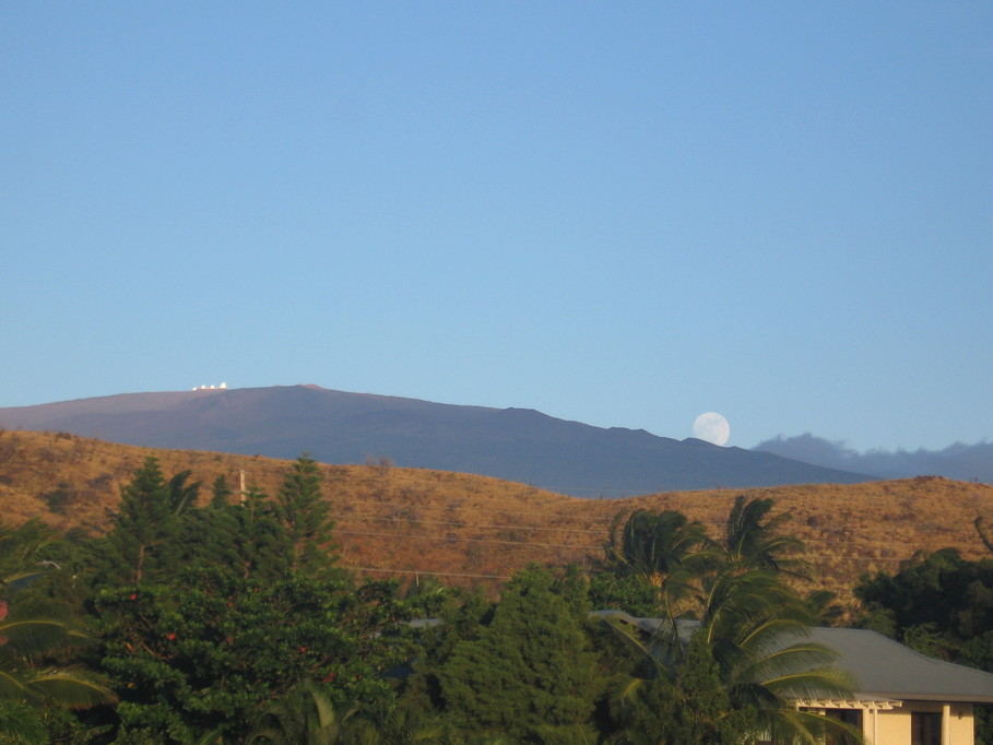 Waikoloa Village, HI: Moon rising over Mauna Kea
