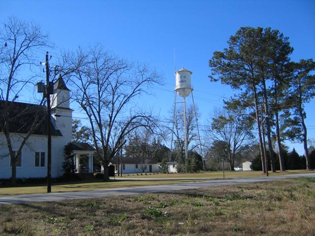 Warwick, GA: First Baptist Church and Warwick Water Tower