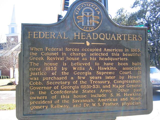 Americus, GA: Historic Marker, South Lee St, Americus, Georgia