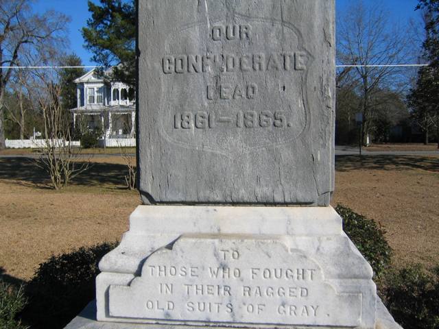 Americus, GA: Inscription on Confederate Memorial, Rees Park, Americus, Ga