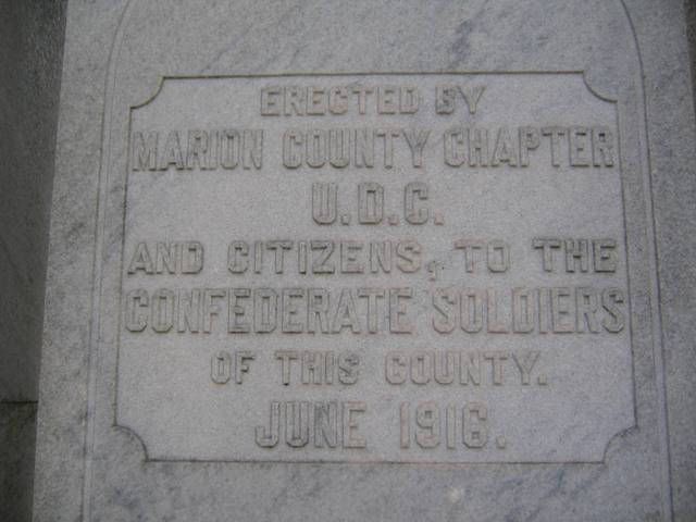 Buena Vista, GA: Inscription on Confederate Memorial, Marion County Courthouse, Buena Vista, Georgia