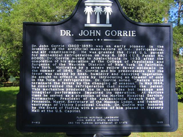 Apalachicola, FL: Historical Marker for Dr John Gorrie, Apalachicola, Florida