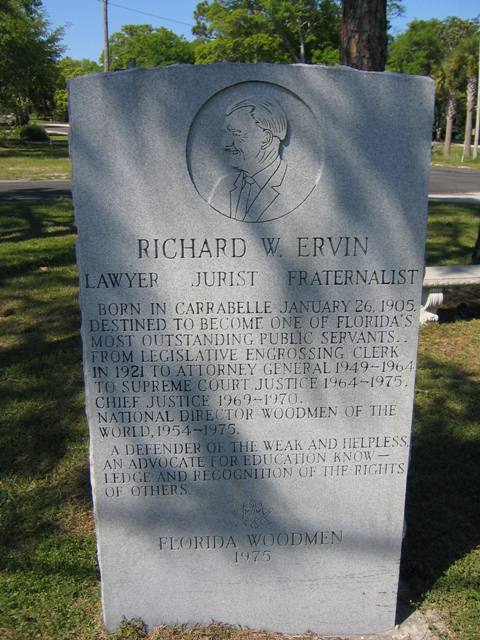 Carrabelle, FL: Marker for Richard W. Ervin, native son, Carrabelle, Florida