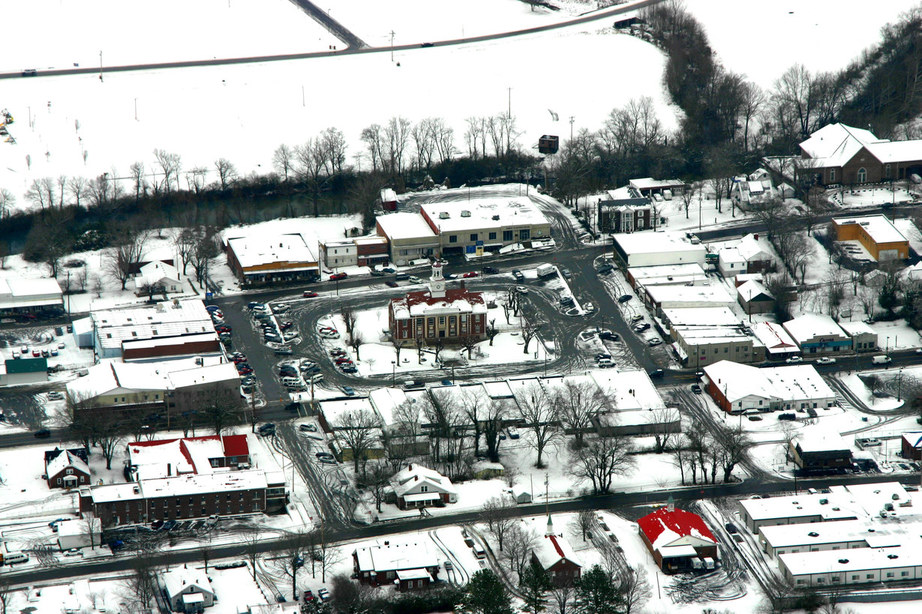Woodbury, TN: Snow Covered Downtown Woodbury