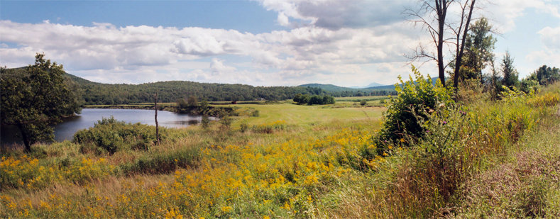 Lunenburg, VT: Next to the Connecticut River on west bound Route 2 over-looking cornfield and the local foothills