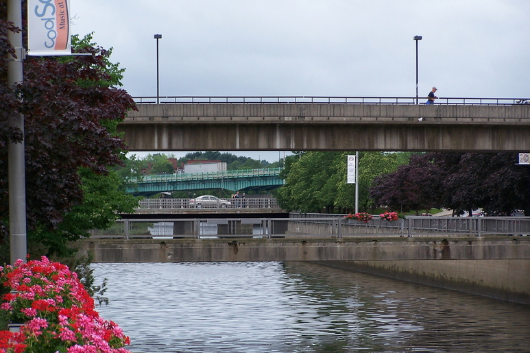 Bangor, ME: Tri Bridges over Kenduskeag Stream and Penobscot River