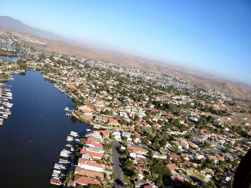 Canyon Lake, CA: An aerial view of the community from an R/C aircraft.