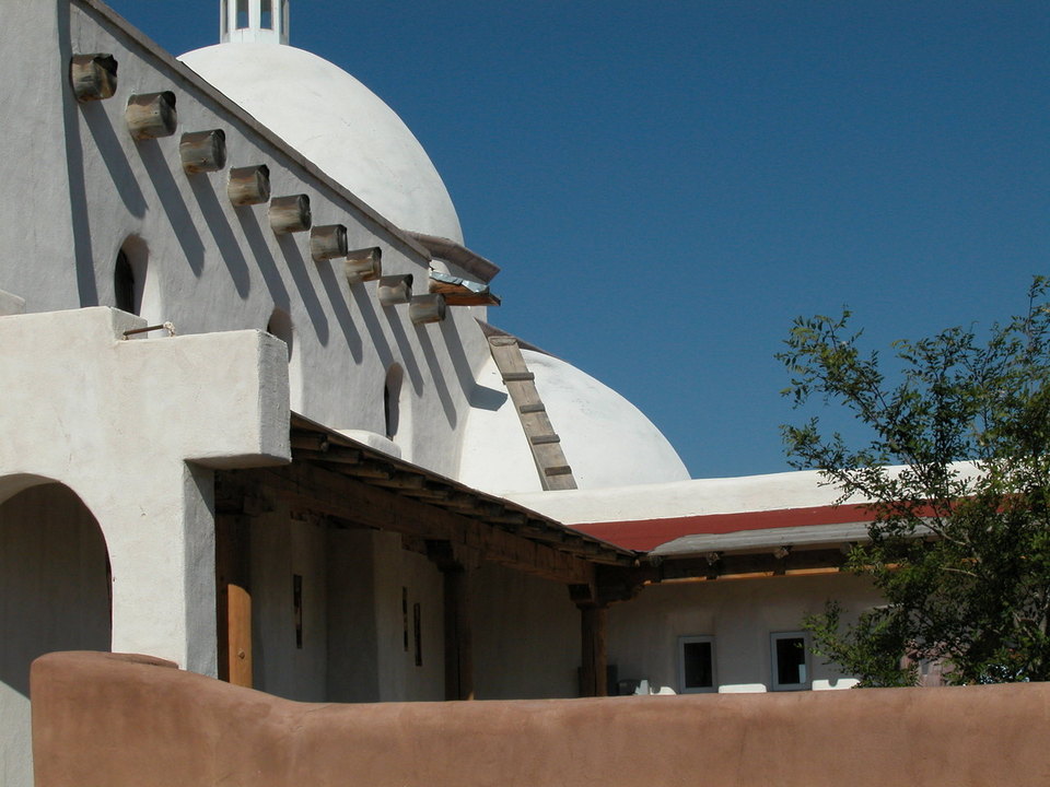 San Luis, CO: Detail of Todos Los Santos Church in San Luis