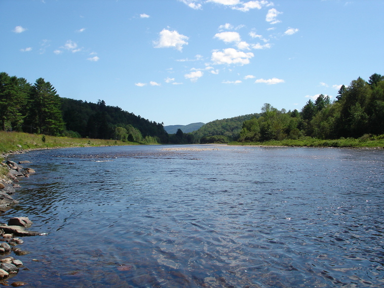 Hope, NY: The Sacandaga River, looking south, from a spot along Route 30 just north of Creek Road.