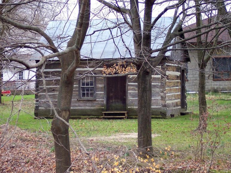 Butler, OH: Old Log Cabin down in the bottom land.