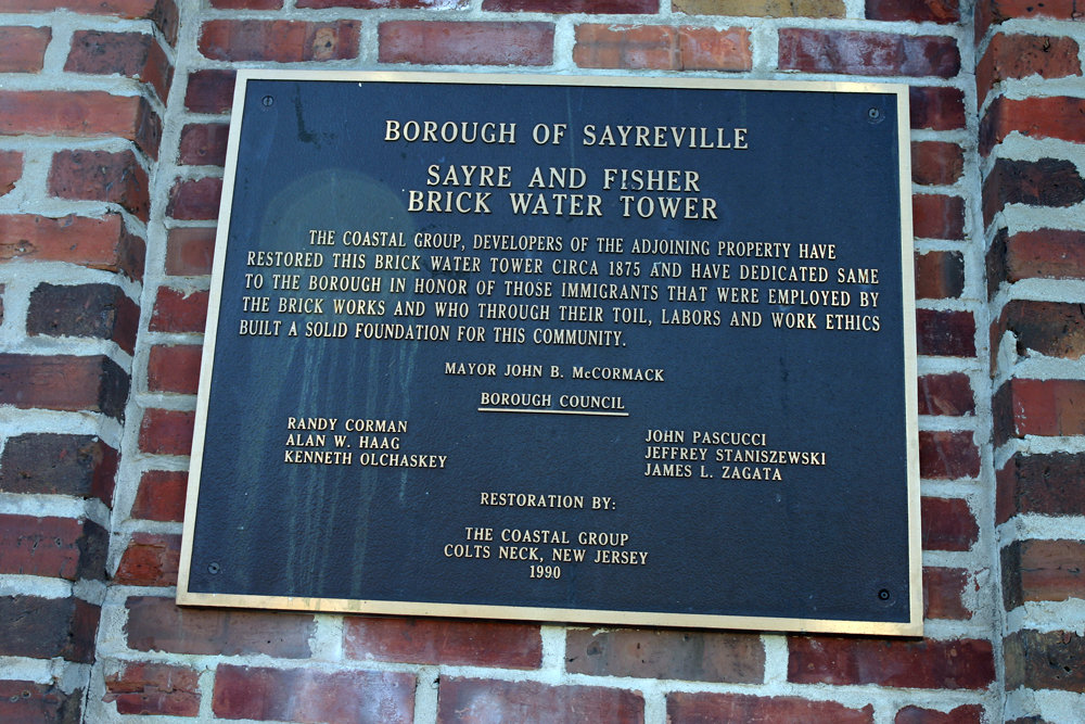 Sayreville, NJ: Sayre and Fisher Brick Water Tower of 1875, Sayreville was name after Sayre