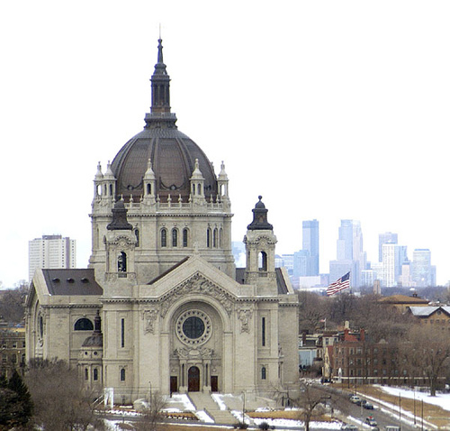 St. Paul, MN: Cathedral of St. Paul with Minneapolis Skyline