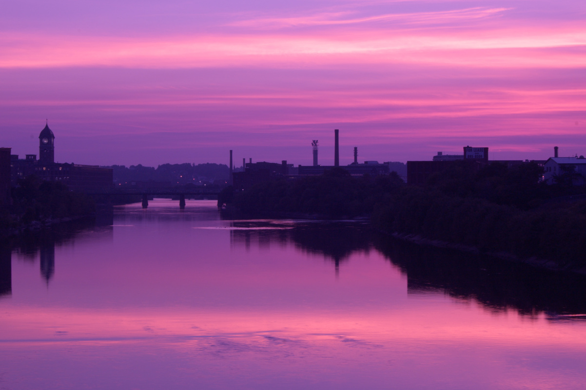 Lawrence, MA: Sunset over the Merrimack river.