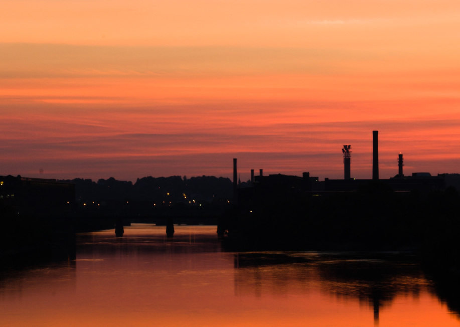 Lawrence, MA: Sunset over the Merrimack river.