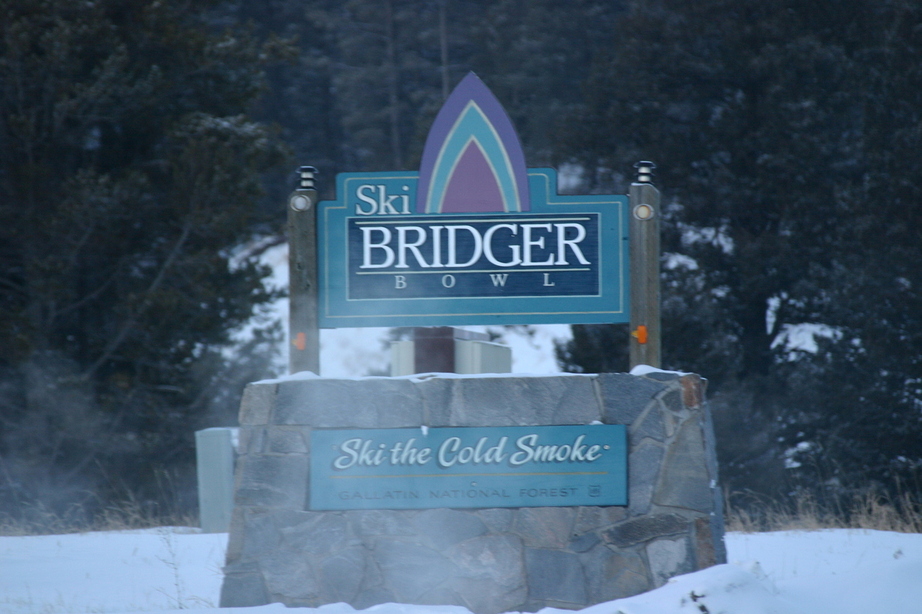 Bozeman, MT: the cold smoke at Bridger Bowl sign