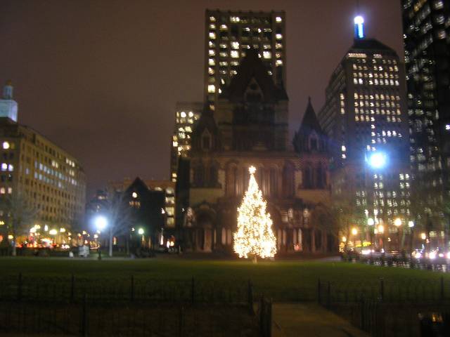 Boston, MA: trinity church by night