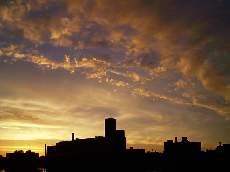Green Bay, WI: Downtown Silhouette (Taken from Walnut St. Bridge at sunrise)