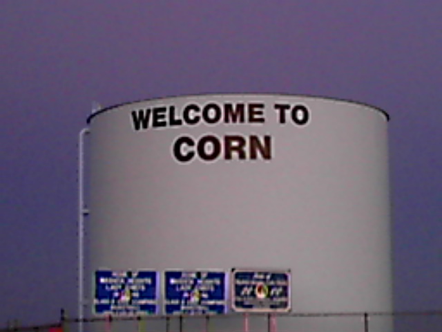 Corn, OK: The welcome sign as you enter Corn