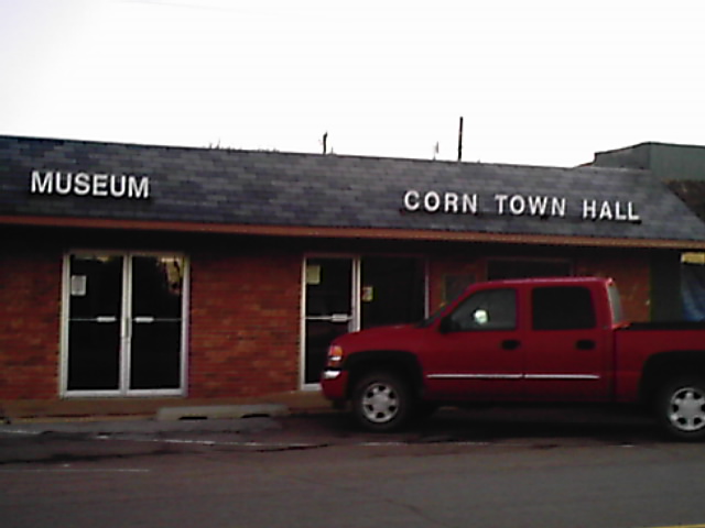 Corn, OK: Corn's town hall and museum in the downtown strip