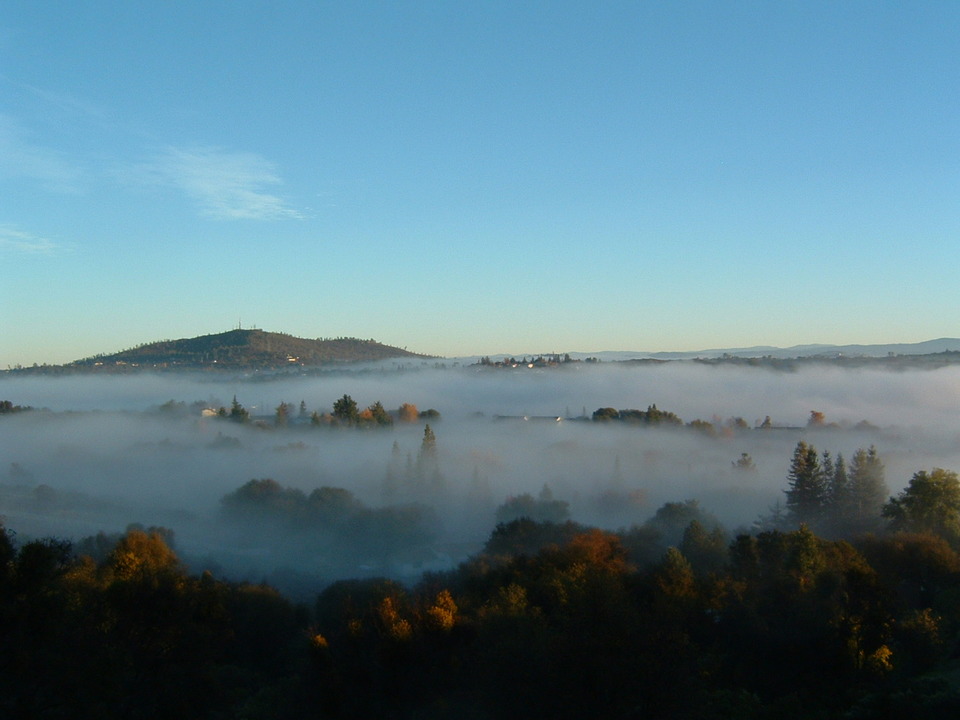 Cameron Park, CA: View of Cameron Park, California on a rare foggy morning.