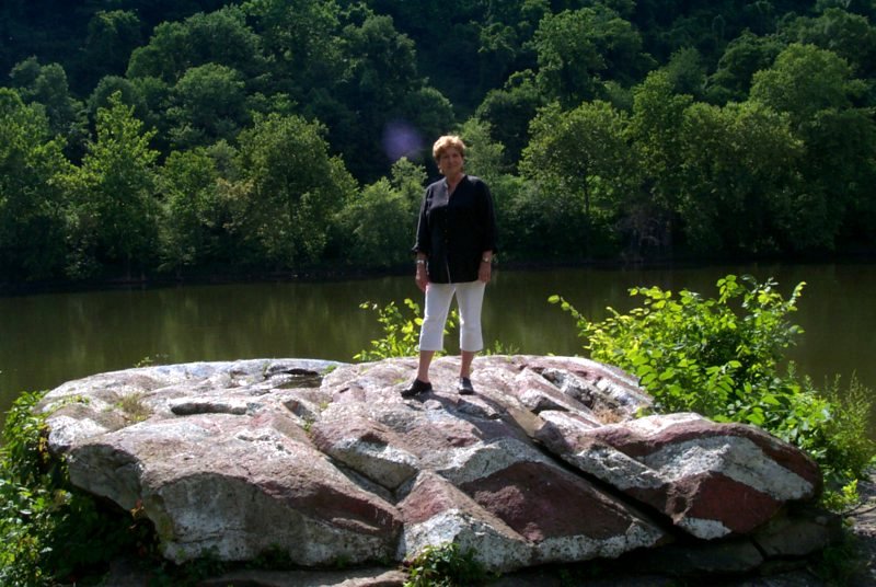 New Brighton, PA: Jeanne standing on the rock at Big Rock Park