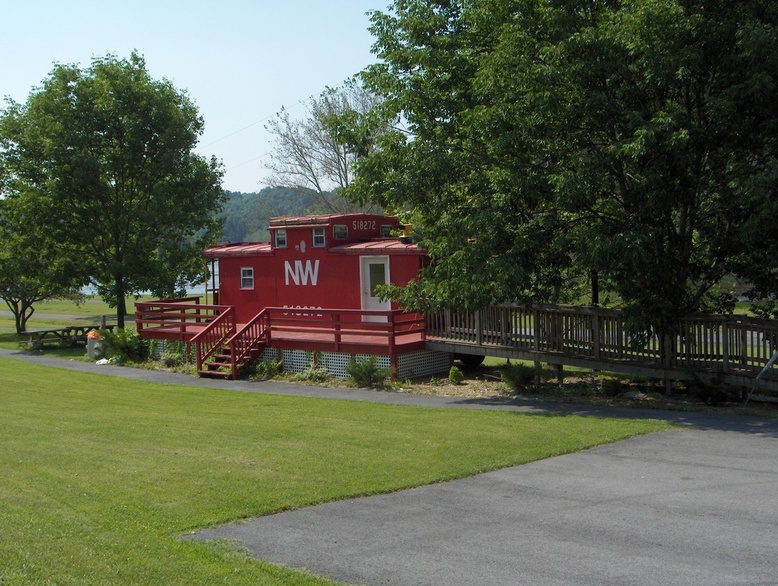 Fries, VA: Red Caboose at the Beginning of the New River Trail in Fries, VA