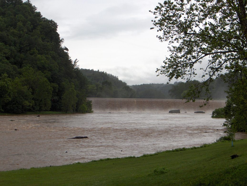 Fries, VA: Fries Dam on the New River after a storm