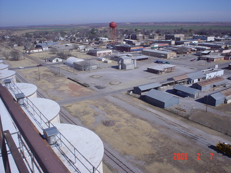 Burkburnett, TX: downtown from atop of the grain elevator