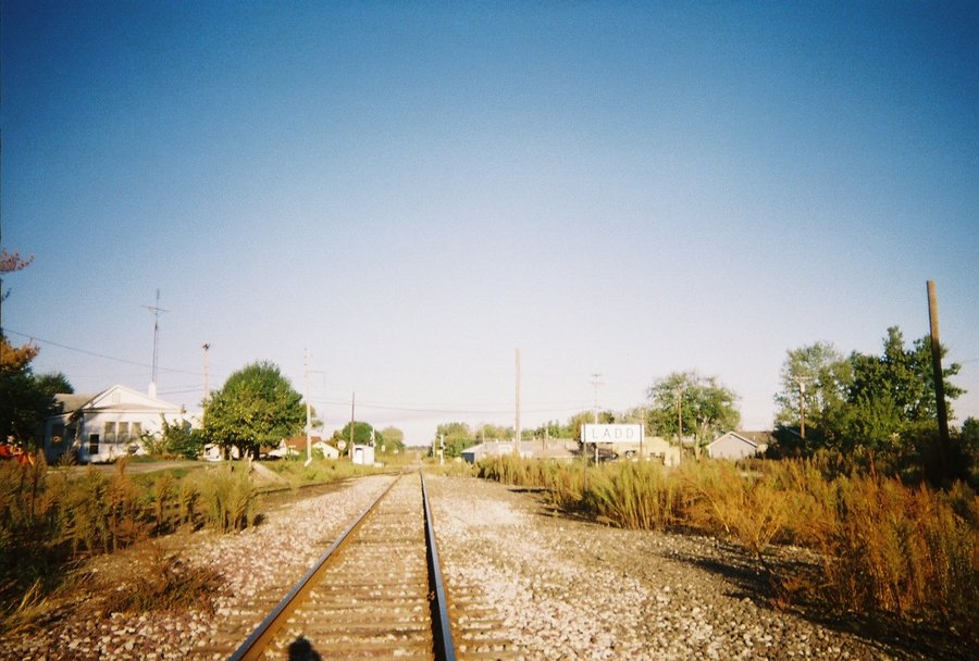 Ladd, IL: Walking "the tracks" looking west, morning October 9, 2005